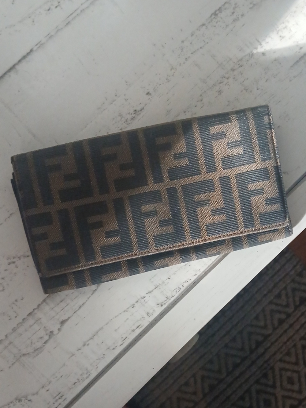 Fendi Brown and Black FF Logo Continental Wallet